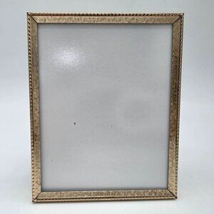 Vintage Gold Toned Beaded Edge Tabletop Picture Frame 3x5 Inches
